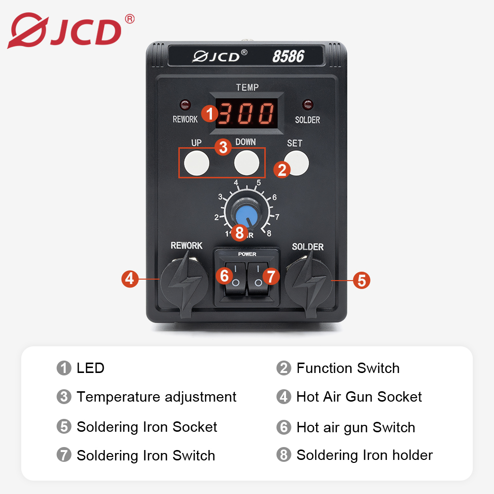 JCD 750W 8586 2 In 1 Digital E - огляд і ціна 2 In 1 Soldering Rework Station 750W