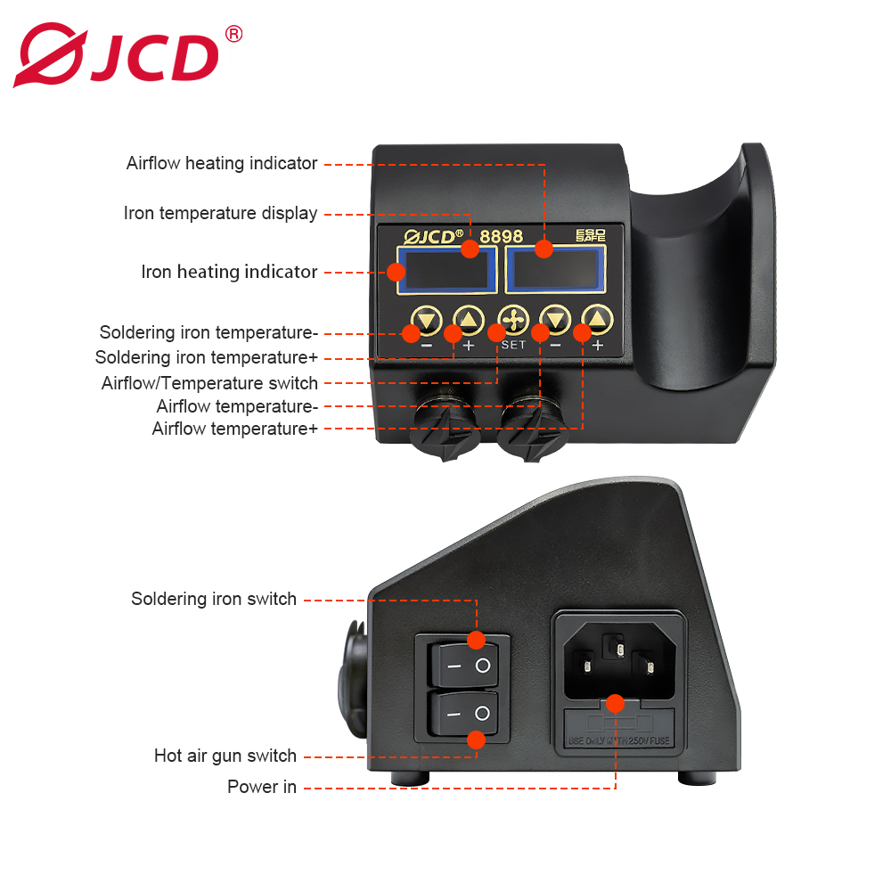 JCD 8898 750W Soldering Statio - огляд і ціна 2 In 1 Soldering Rework Station 750W
