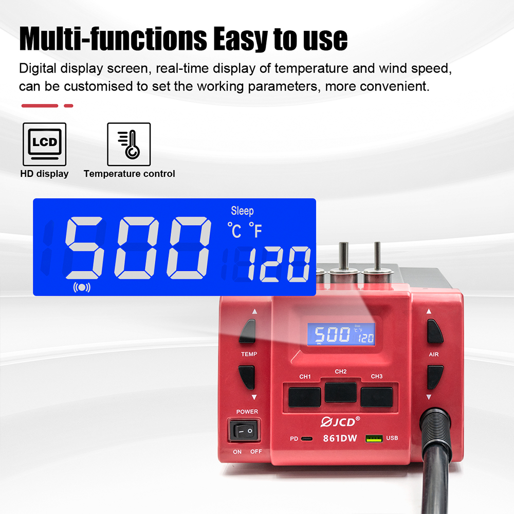 JCD 861DW Hot Air Gun 1000W Hi - огляд і ціна Hot Air Rework Station 861Dw